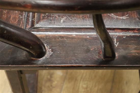 A Chinese rosewood yoked back chair